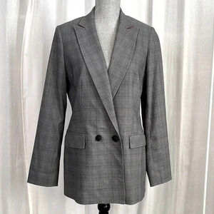 NWOT TRACY MOORE BY FREDAS Houndstooth Check oversized Blazer Red Lining, size 1